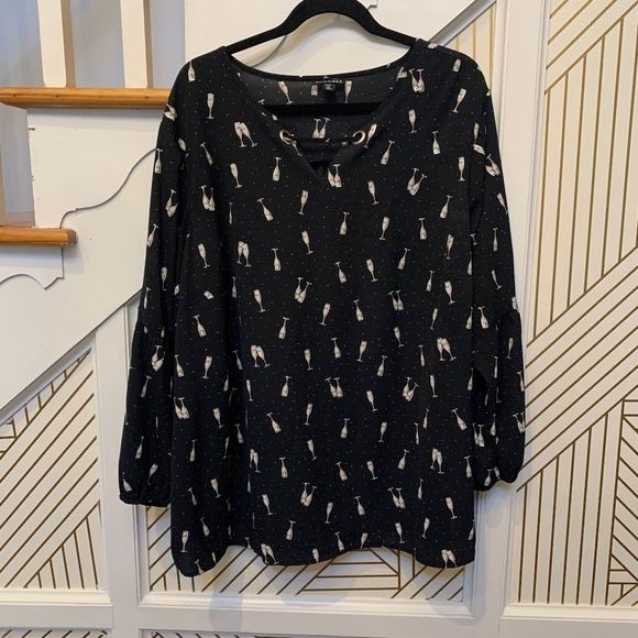 Roz & Ali PLUS Womens Champagne Printed Shirt - Picture 2 of 4